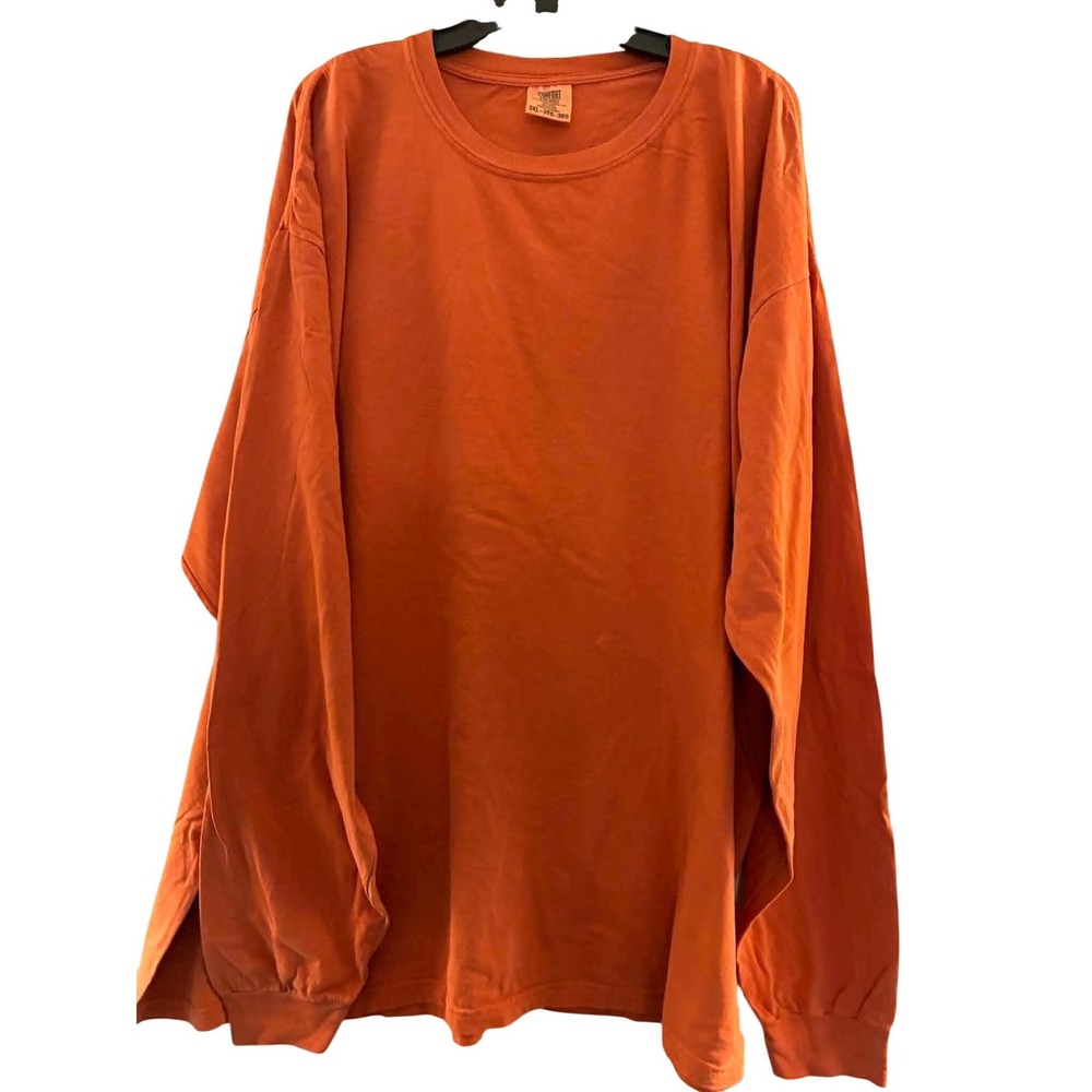 Comfort Colors Long Sleeve T-Shirt Mens 3XL‎ Orange Excellent Heavyweight Cotton